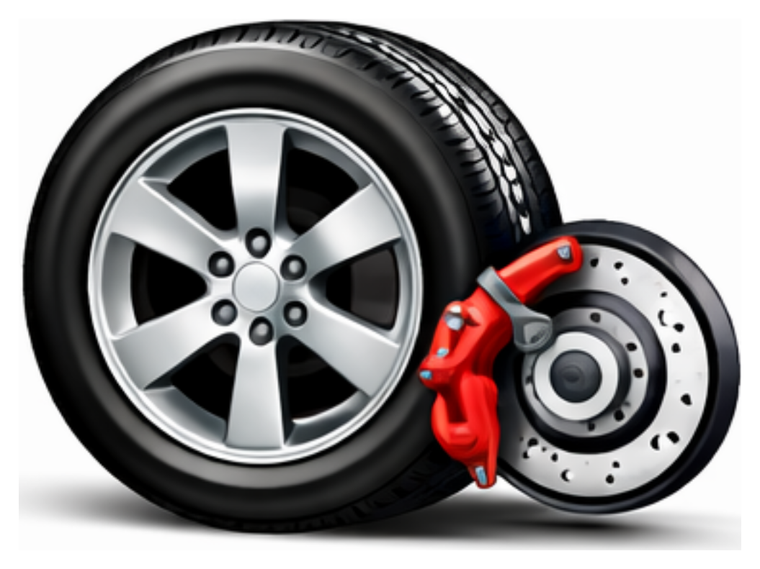 Wheel with new brake rotor and caliper